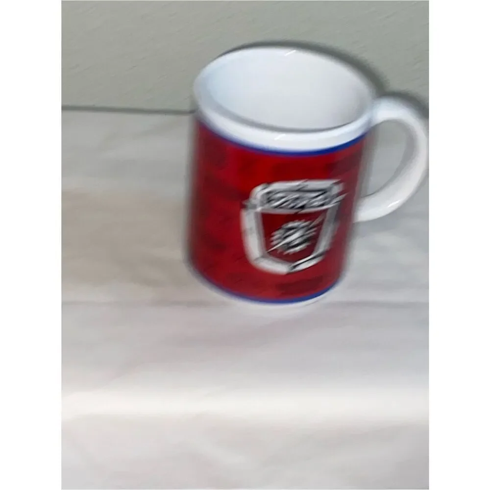 VTG, 60s 70s Ford Motor Company Coffee Mug Lightning Bolt Crest Red